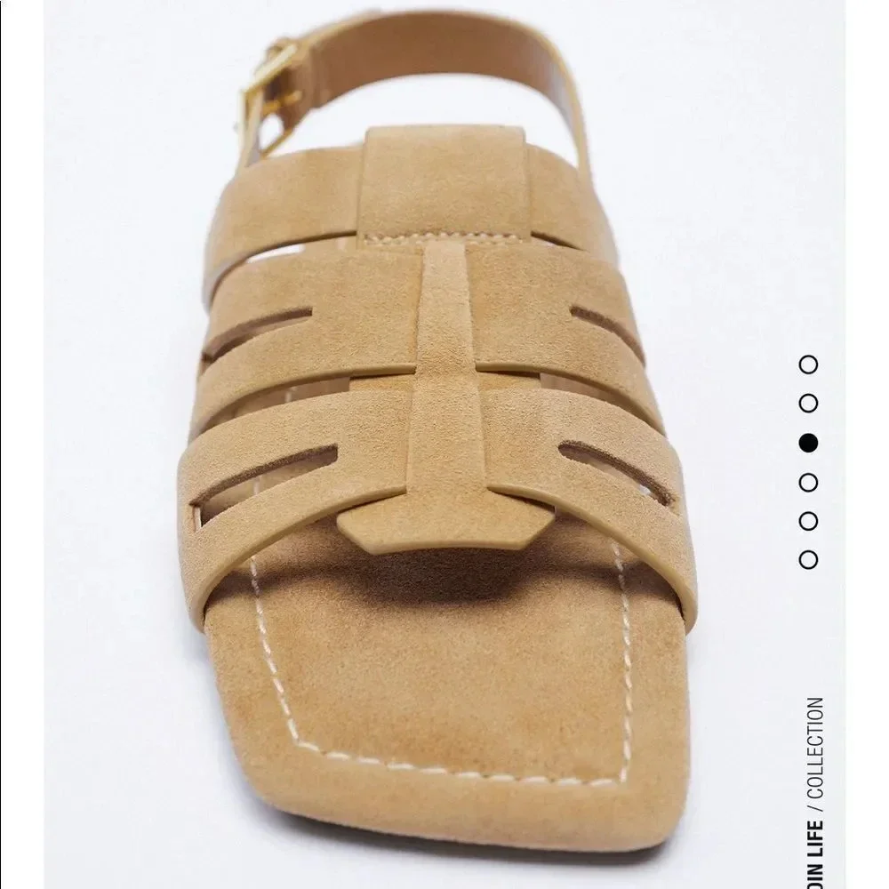 SPLIT LEATHER SLINGBACK FLATS